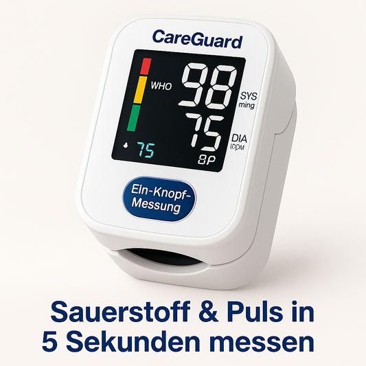 CareGuard OxiSense – Sauerstoff & Puls in 5 Sekunden messen