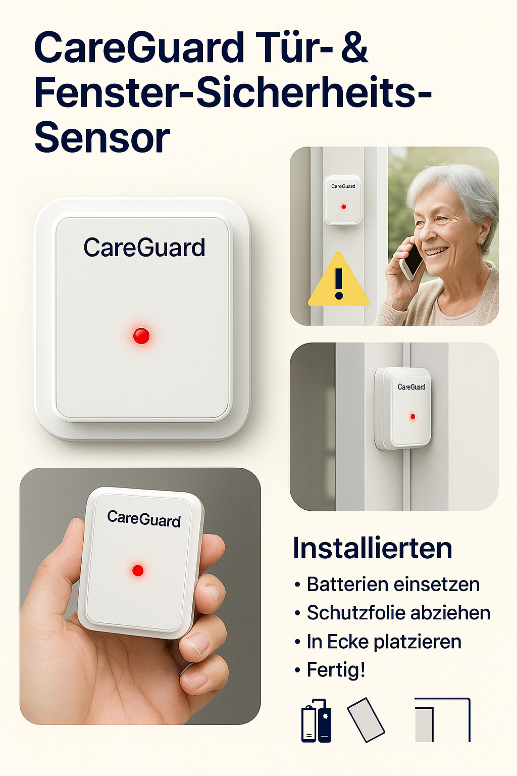 CareGuard Tür- & Fenster-Sicherheits-Sensor